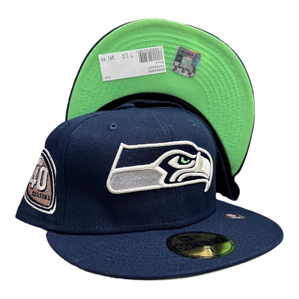 New Era Seattle Seahawks 59FIFTY Fitted Hat Cap 40th Season Side Patch Size 7